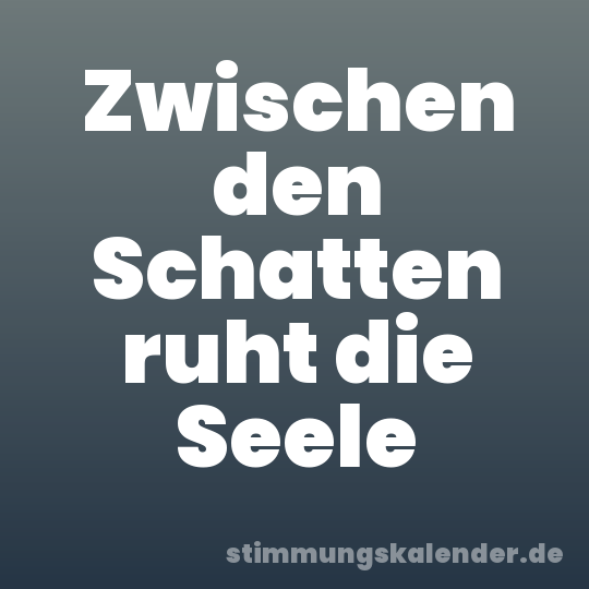 Zwischen den Schatten ruht die Seele
