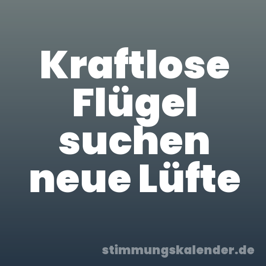 Kraftlose Flügel suchen neue Lüfte