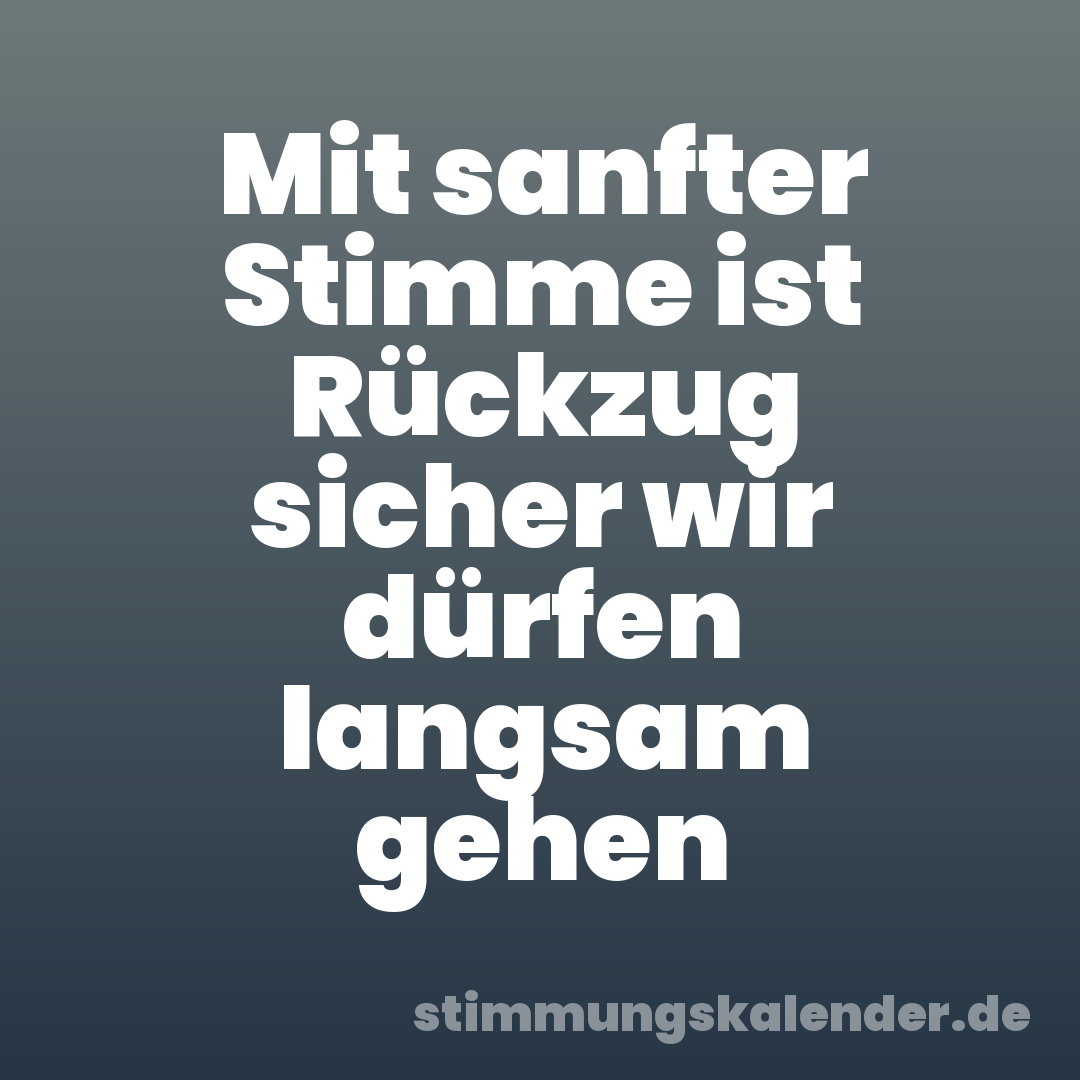 Mit sanfter Stimme ist Rückzug sicher wir dürfen langsam gehen