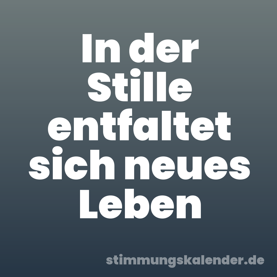 In der Stille entfaltet sich neues Leben