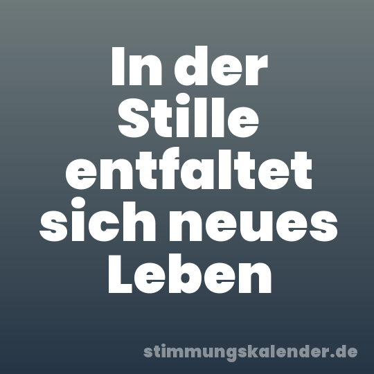 In der Stille entfaltet sich neues Leben