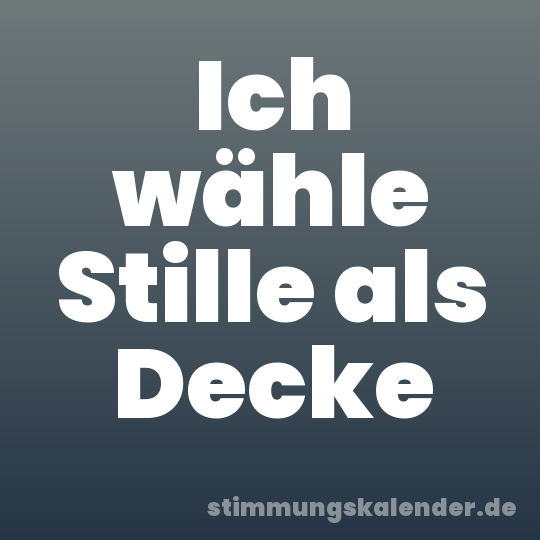 Ich wähle Stille als Decke