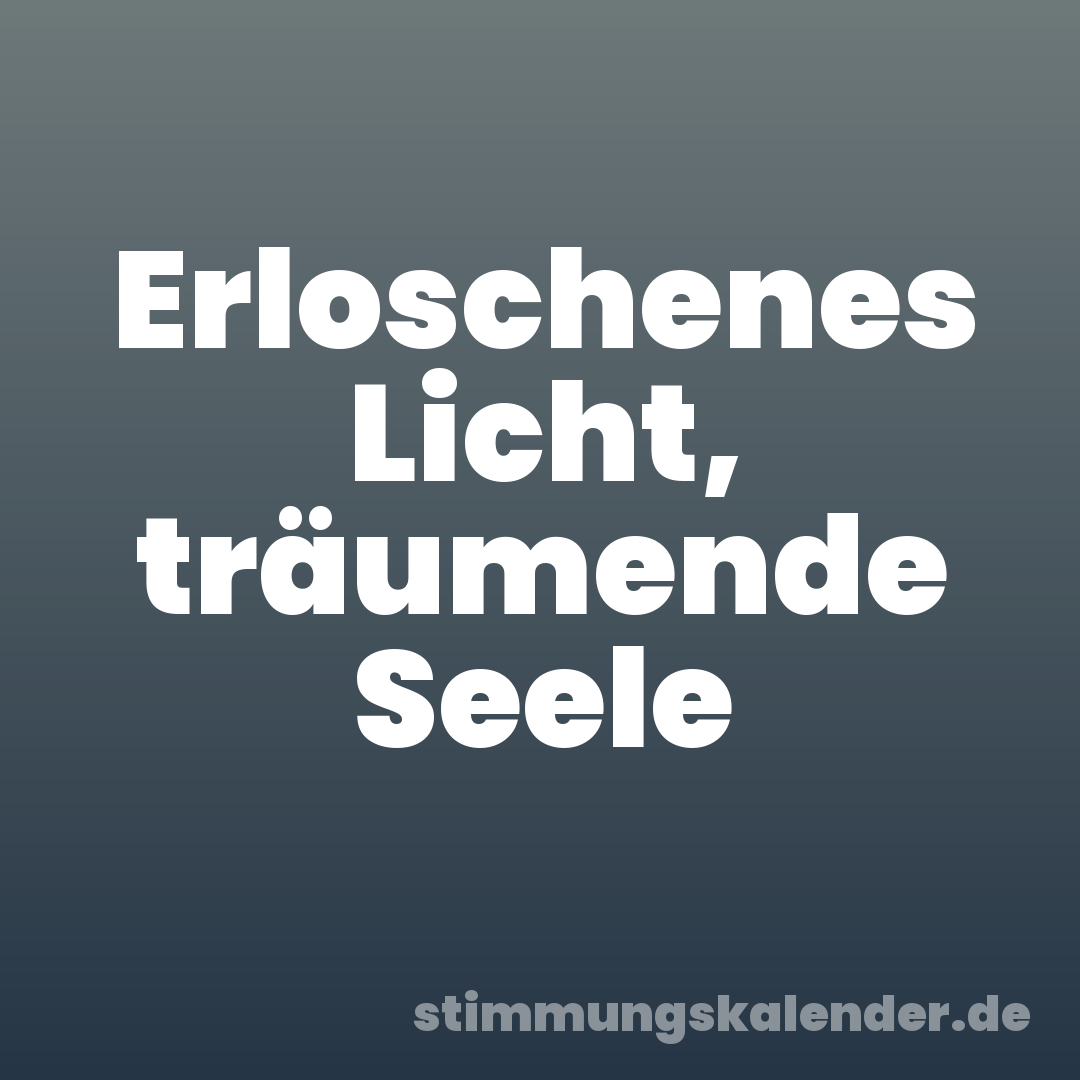 Erloschenes Licht, träumende Seele