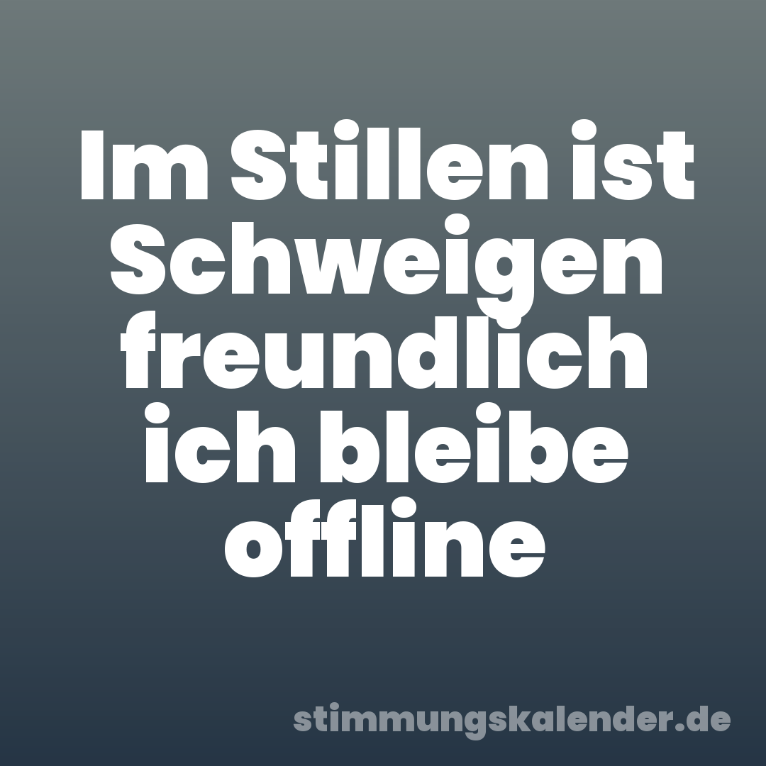 Im Stillen ist Schweigen freundlich ich bleibe offline