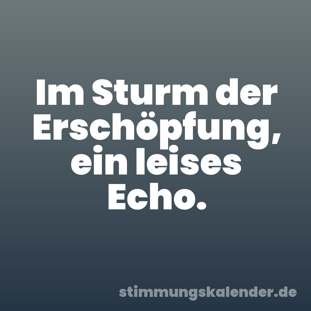 Im Sturm der Erschöpfung, ein leises Echo.