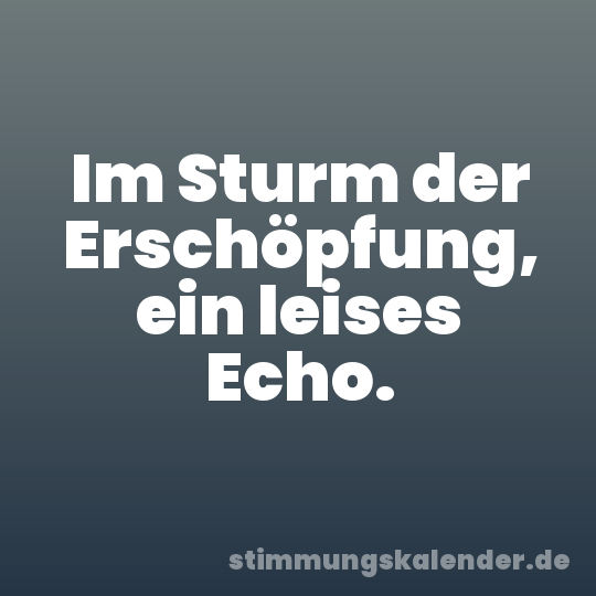 Im Sturm der Erschöpfung, ein leises Echo.