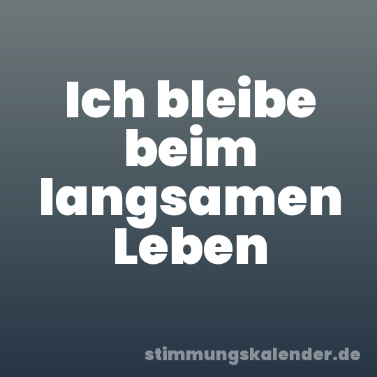 Ich bleibe beim langsamen Leben