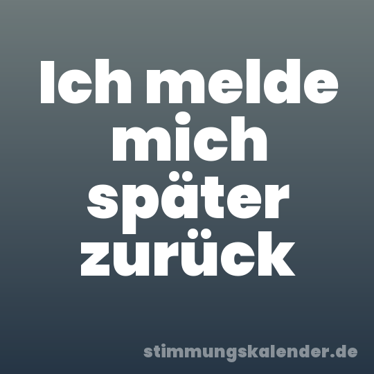 Ich melde mich später zurück