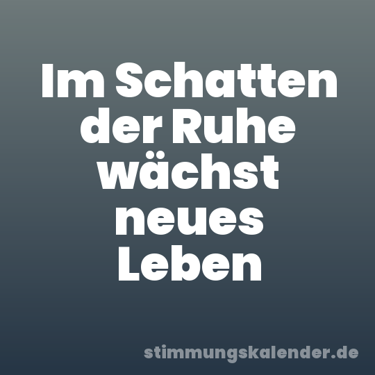 Im Schatten der Ruhe wächst neues Leben