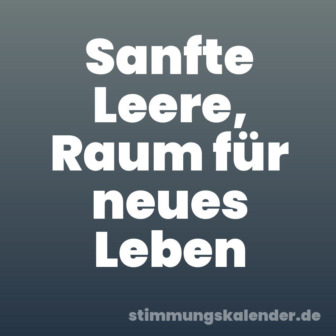Sanfte Leere, Raum für neues Leben