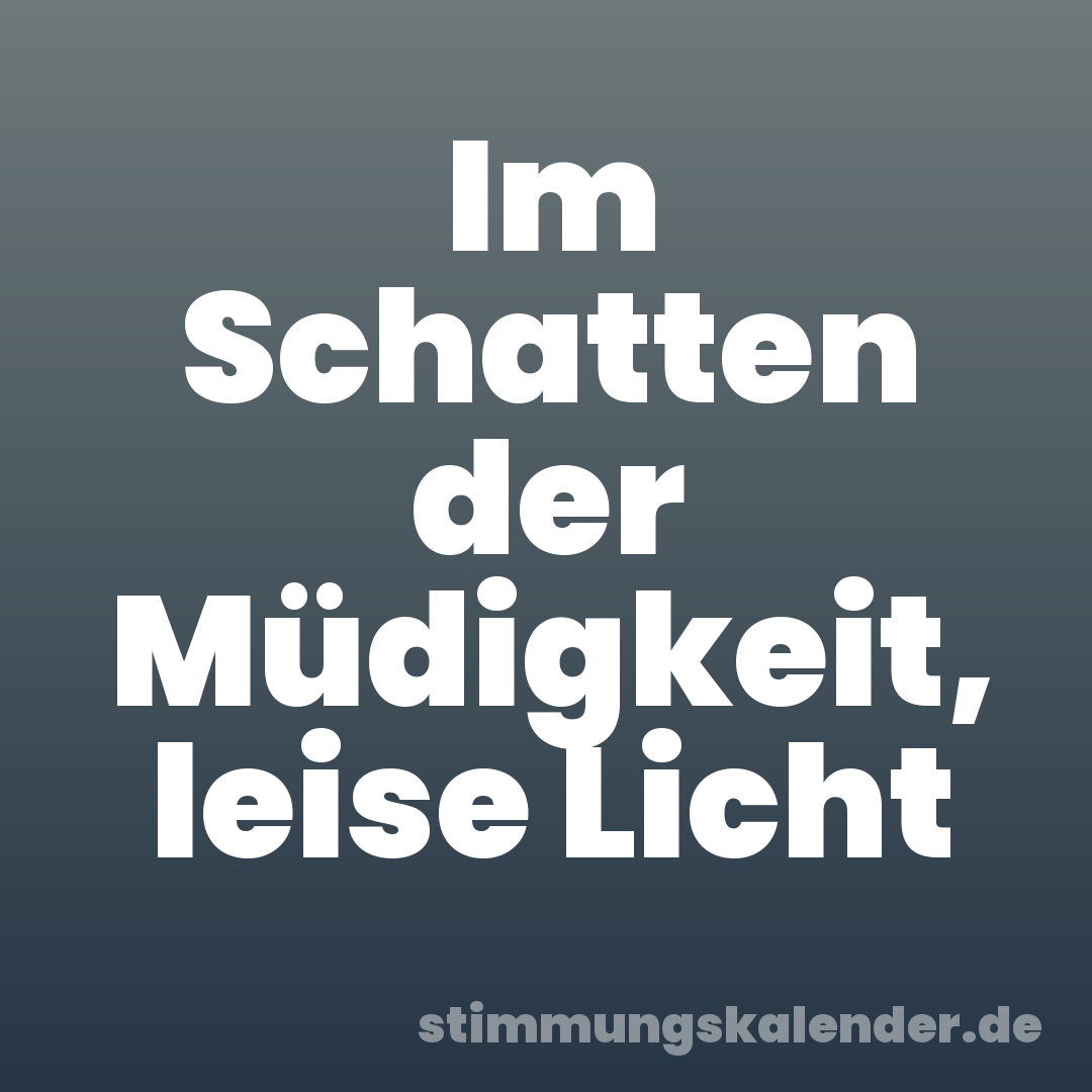Im Schatten der Müdigkeit, leise Licht