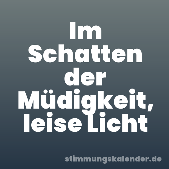 Im Schatten der Müdigkeit, leise Licht