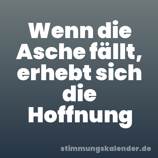 Wenn die Asche fällt, erhebt sich die Hoffnung