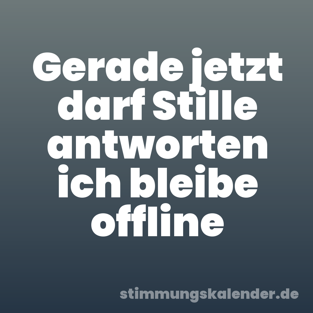 Gerade jetzt darf Stille antworten ich bleibe offline