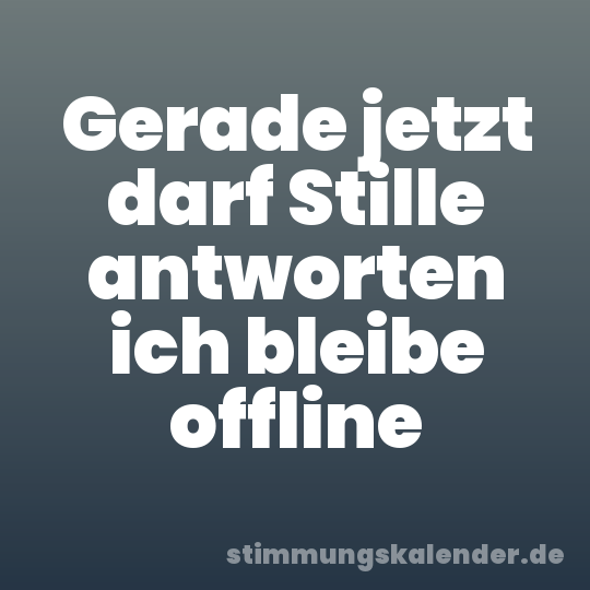 Gerade jetzt darf Stille antworten ich bleibe offline