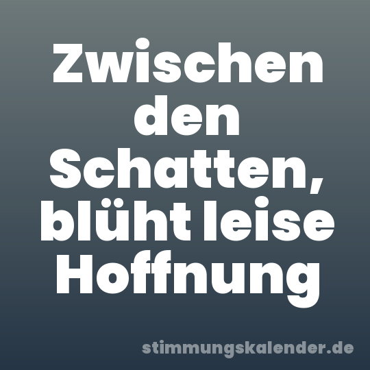 Zwischen den Schatten, blüht leise Hoffnung