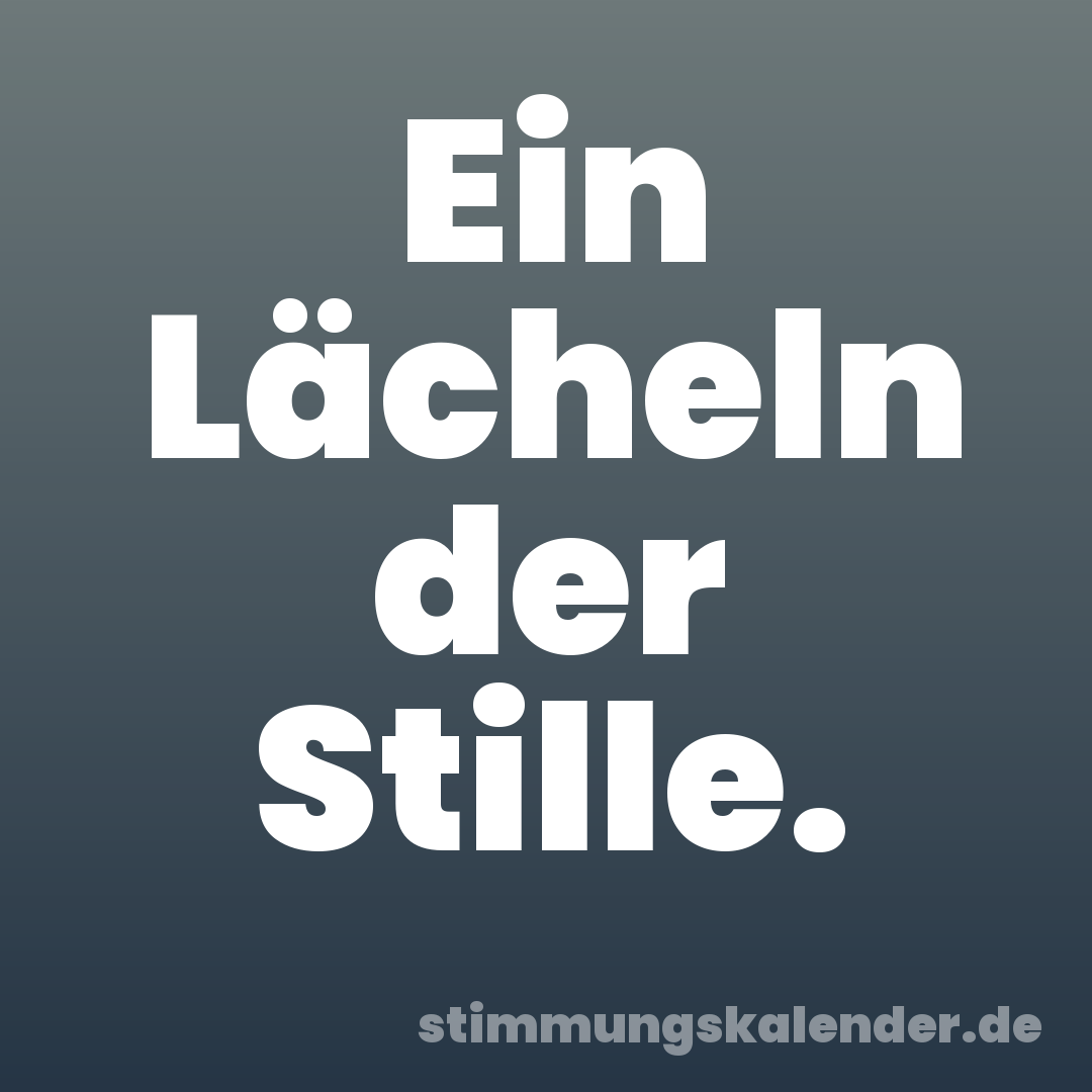 Ein Lächeln der Stille.