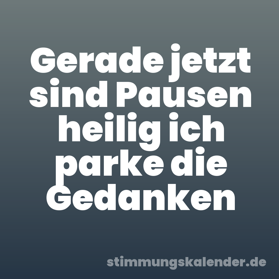 Gerade jetzt sind Pausen heilig ich parke die Gedanken