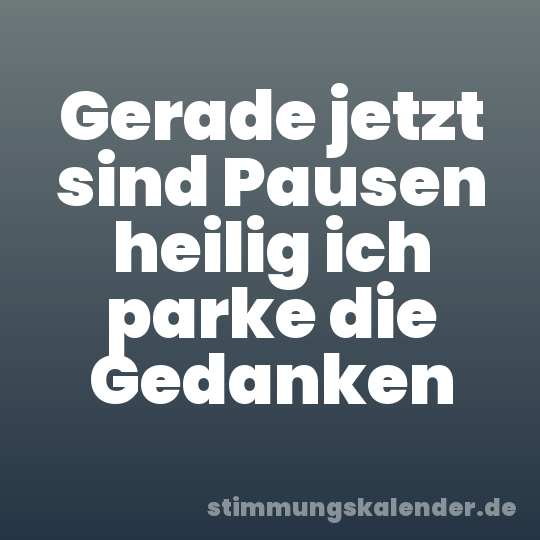 Gerade jetzt sind Pausen heilig ich parke die Gedanken
