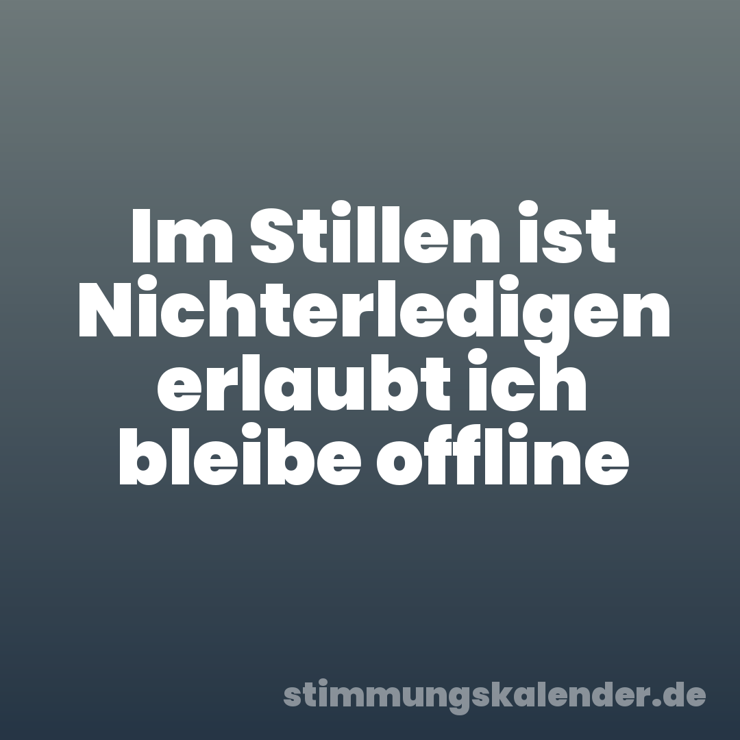 Im Stillen ist Nichterledigen erlaubt ich bleibe offline