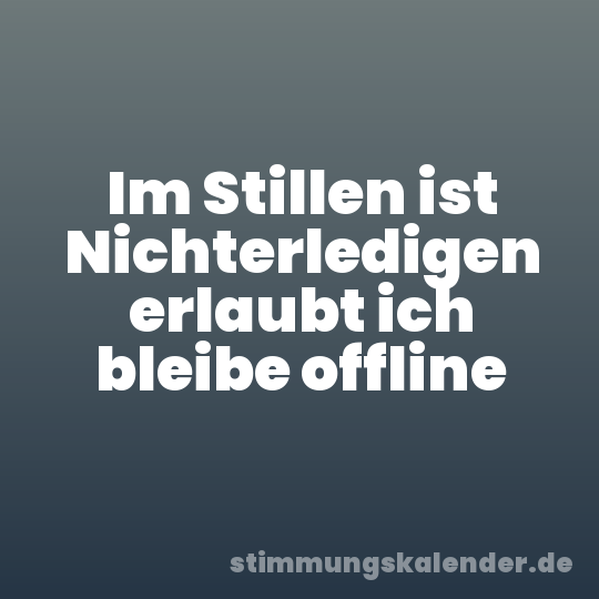 Im Stillen ist Nichterledigen erlaubt ich bleibe offline