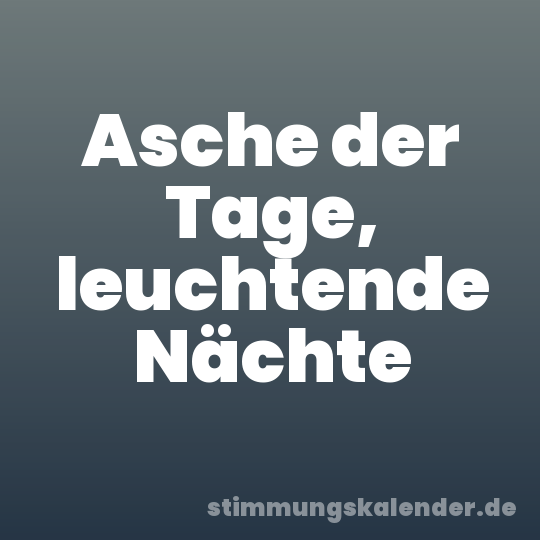 Asche der Tage, leuchtende Nächte