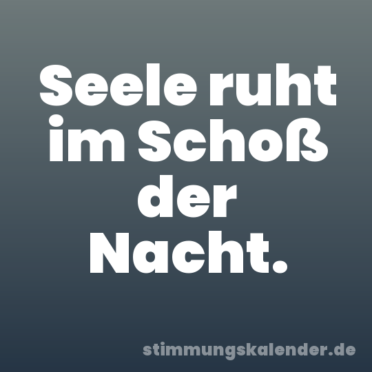 Seele ruht im Schoß der Nacht.