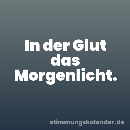 In der Glut das Morgenlicht.