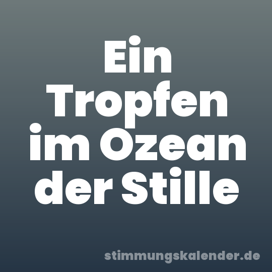 Ein Tropfen im Ozean der Stille