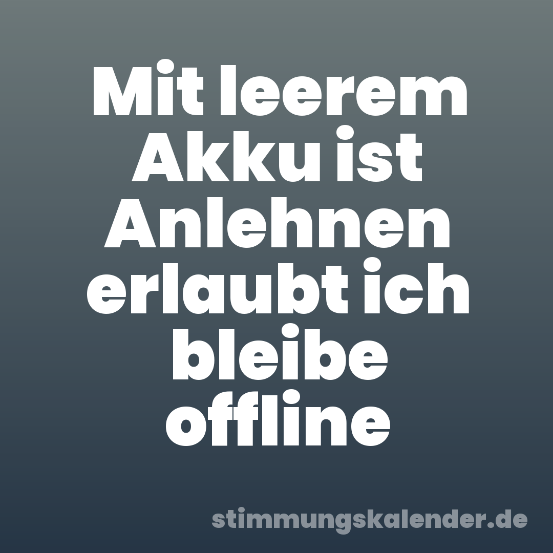 Mit leerem Akku ist Anlehnen erlaubt ich bleibe offline