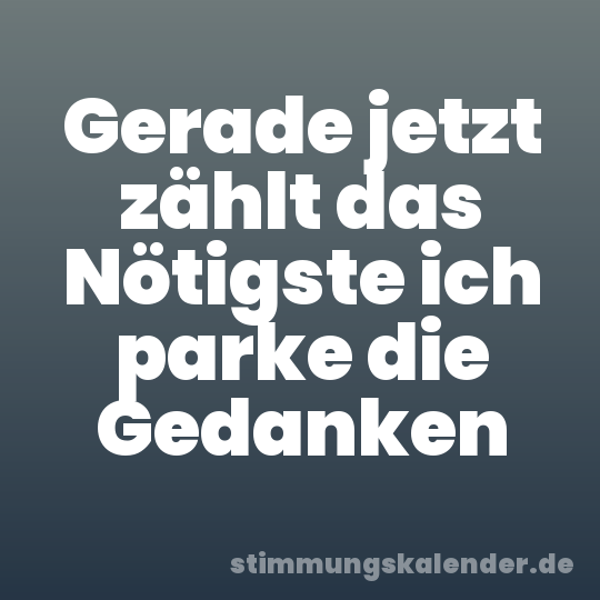Gerade jetzt zählt das Nötigste ich parke die Gedanken