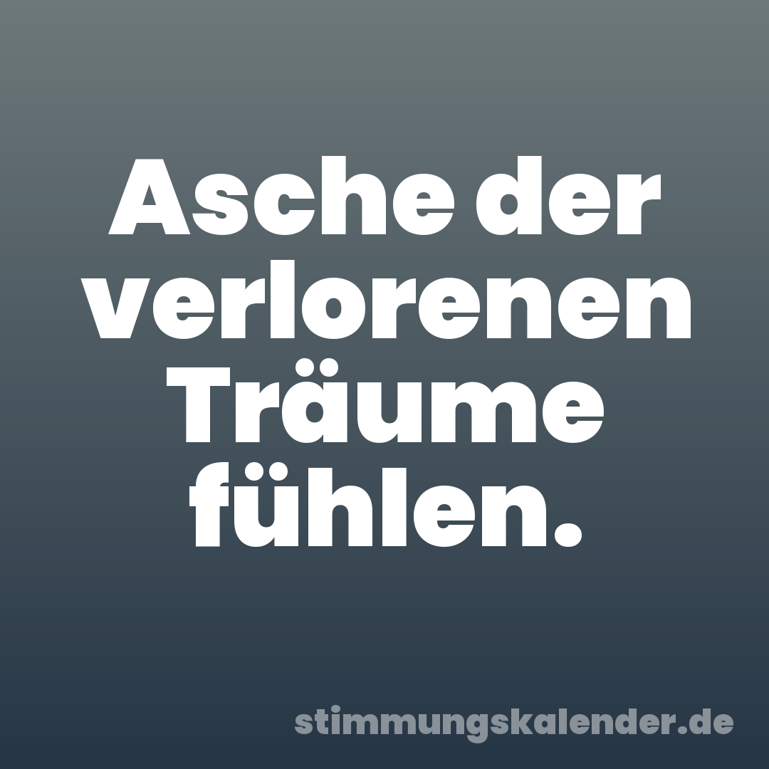 Asche der verlorenen Träume fühlen.
