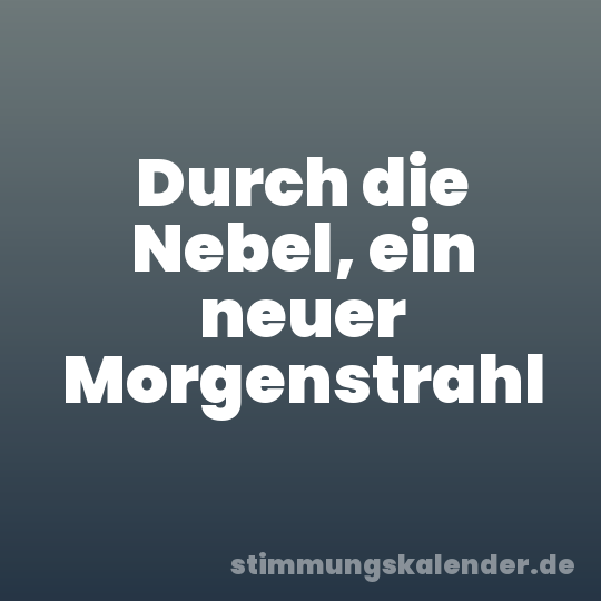 Durch die Nebel, ein neuer Morgenstrahl