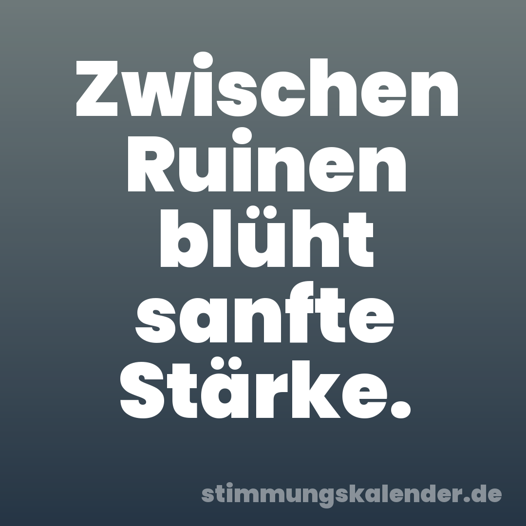 Zwischen Ruinen blüht sanfte Stärke.