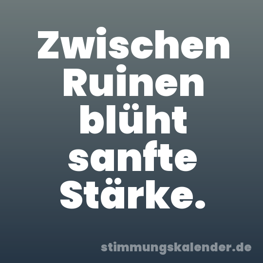 Zwischen Ruinen blüht sanfte Stärke.