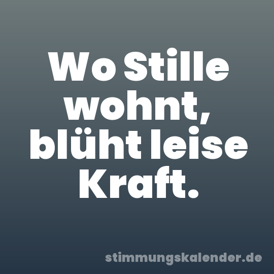 Wo Stille wohnt, blüht leise Kraft.
