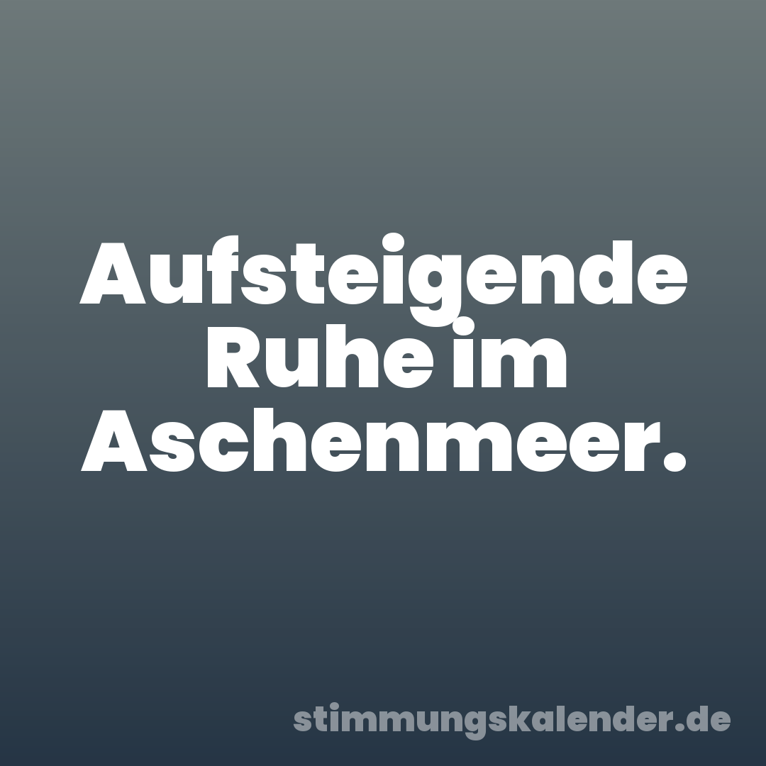 Aufsteigende Ruhe im Aschenmeer.