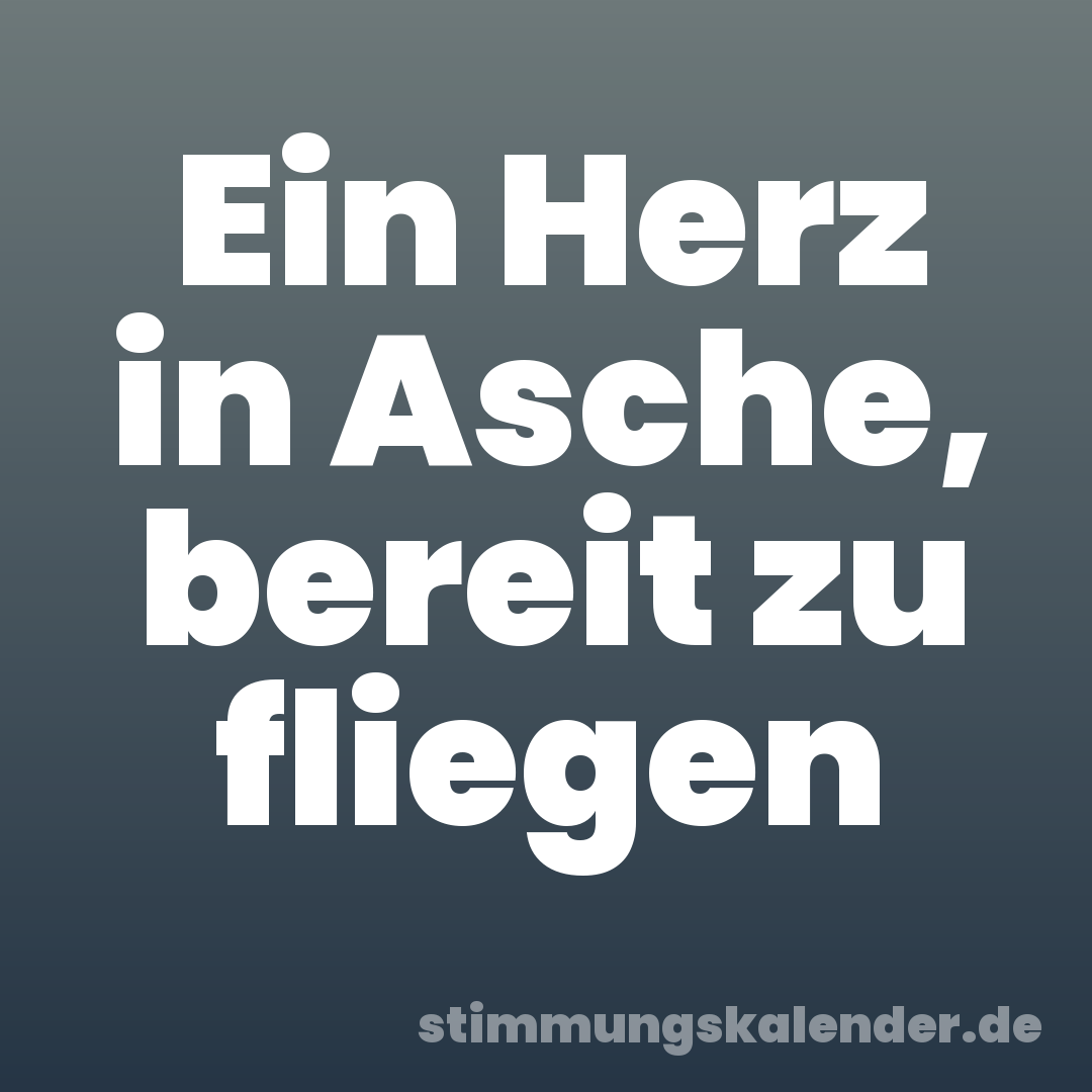 Ein Herz in Asche, bereit zu fliegen