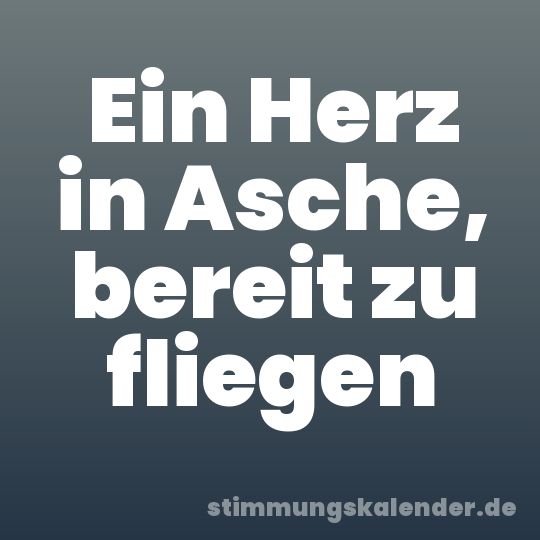 Ein Herz in Asche, bereit zu fliegen