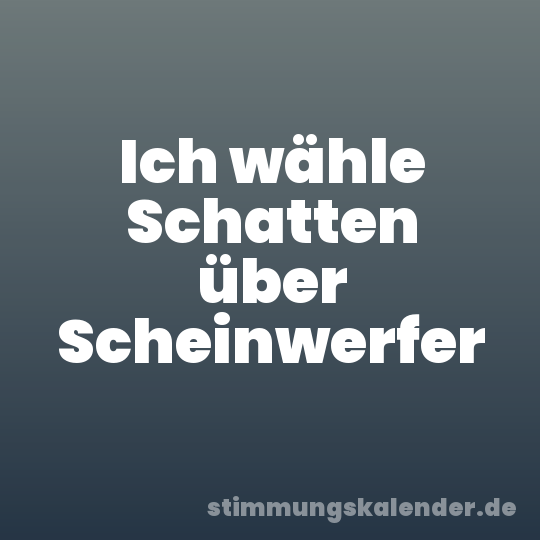 Ich wähle Schatten über Scheinwerfer