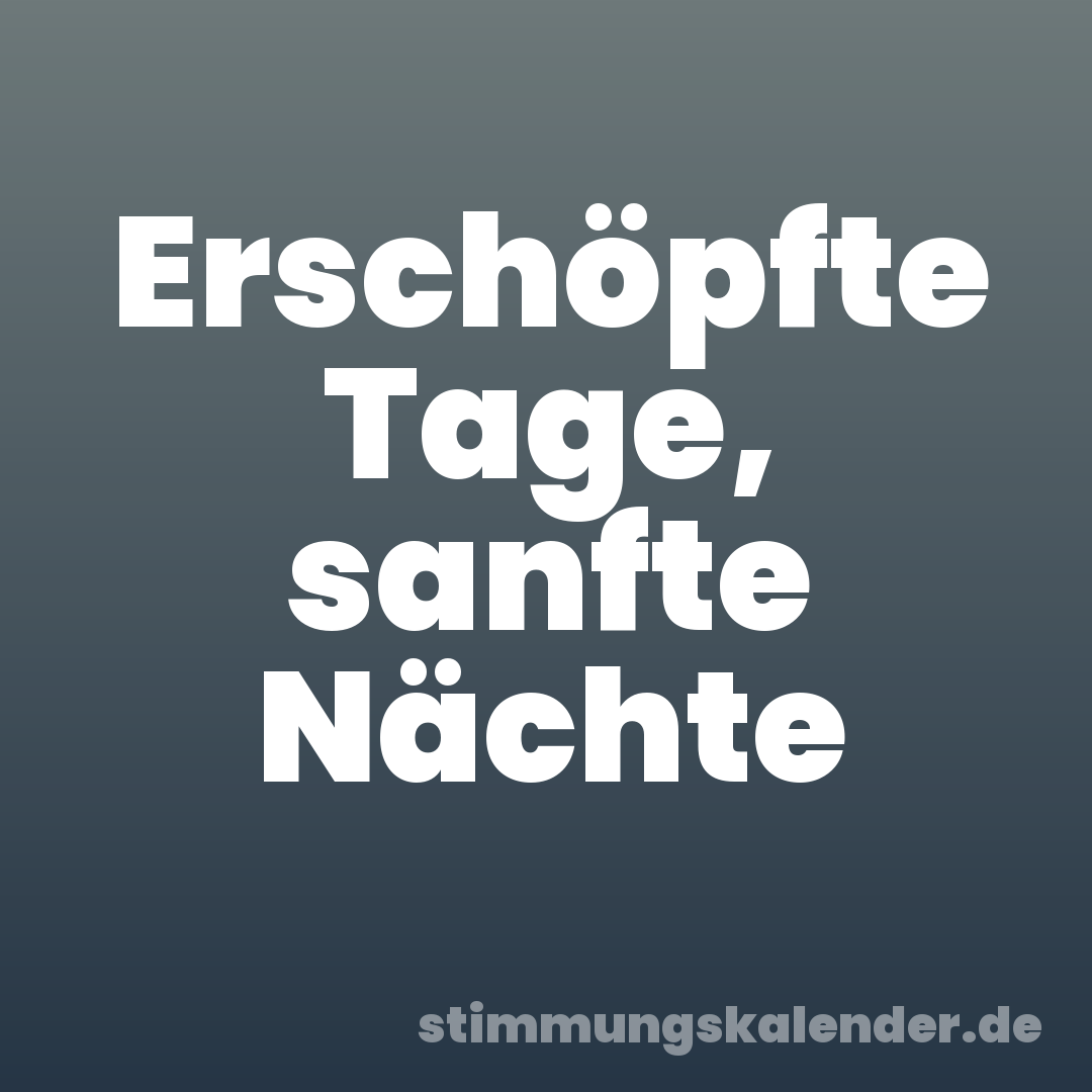 Erschöpfte Tage, sanfte Nächte