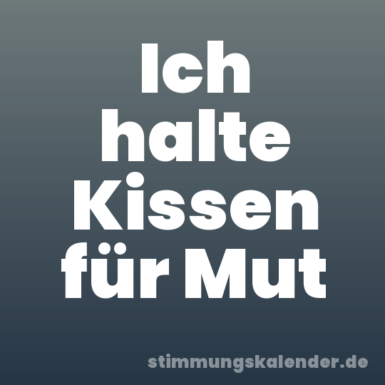 Ich halte Kissen für Mut