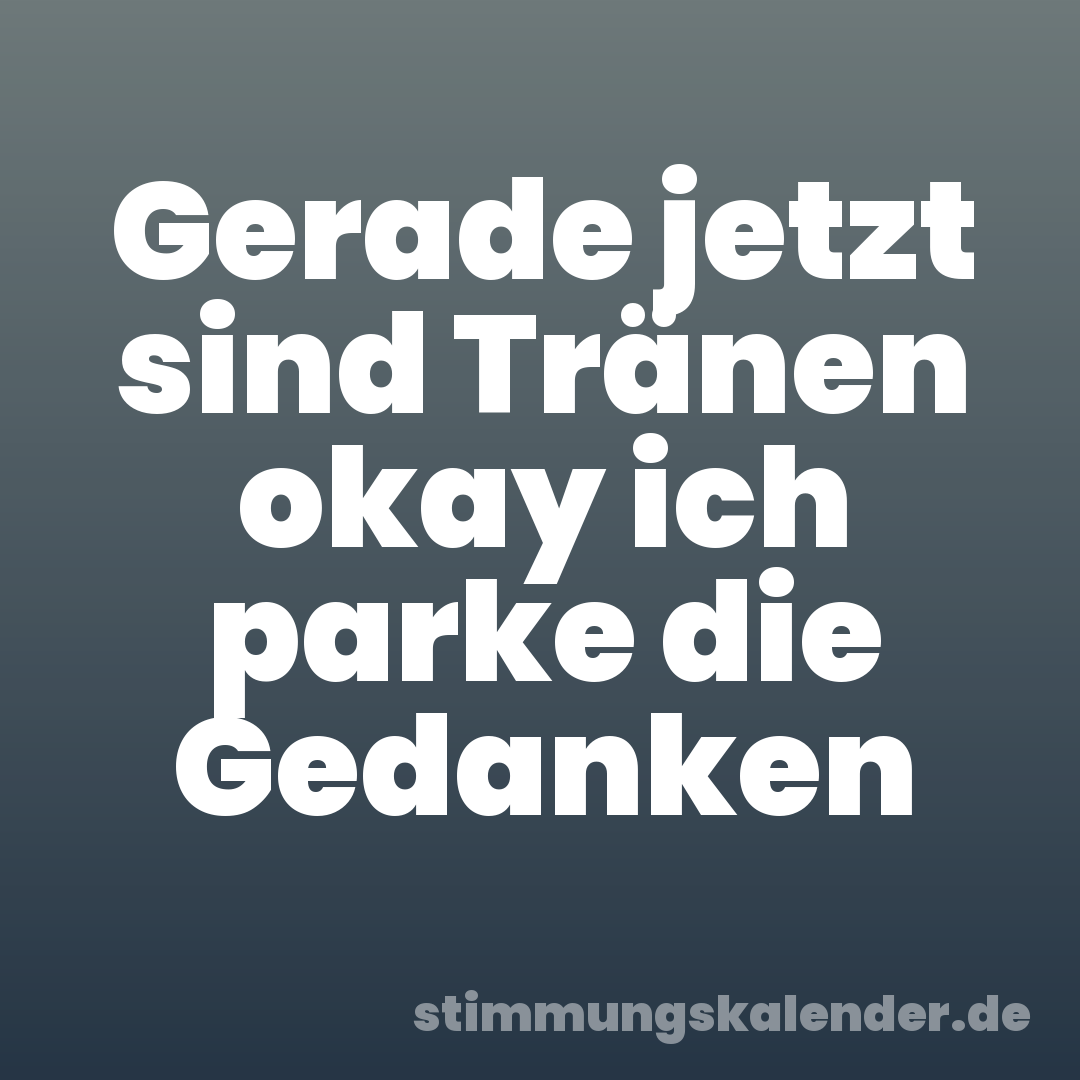 Gerade jetzt sind Tränen okay ich parke die Gedanken
