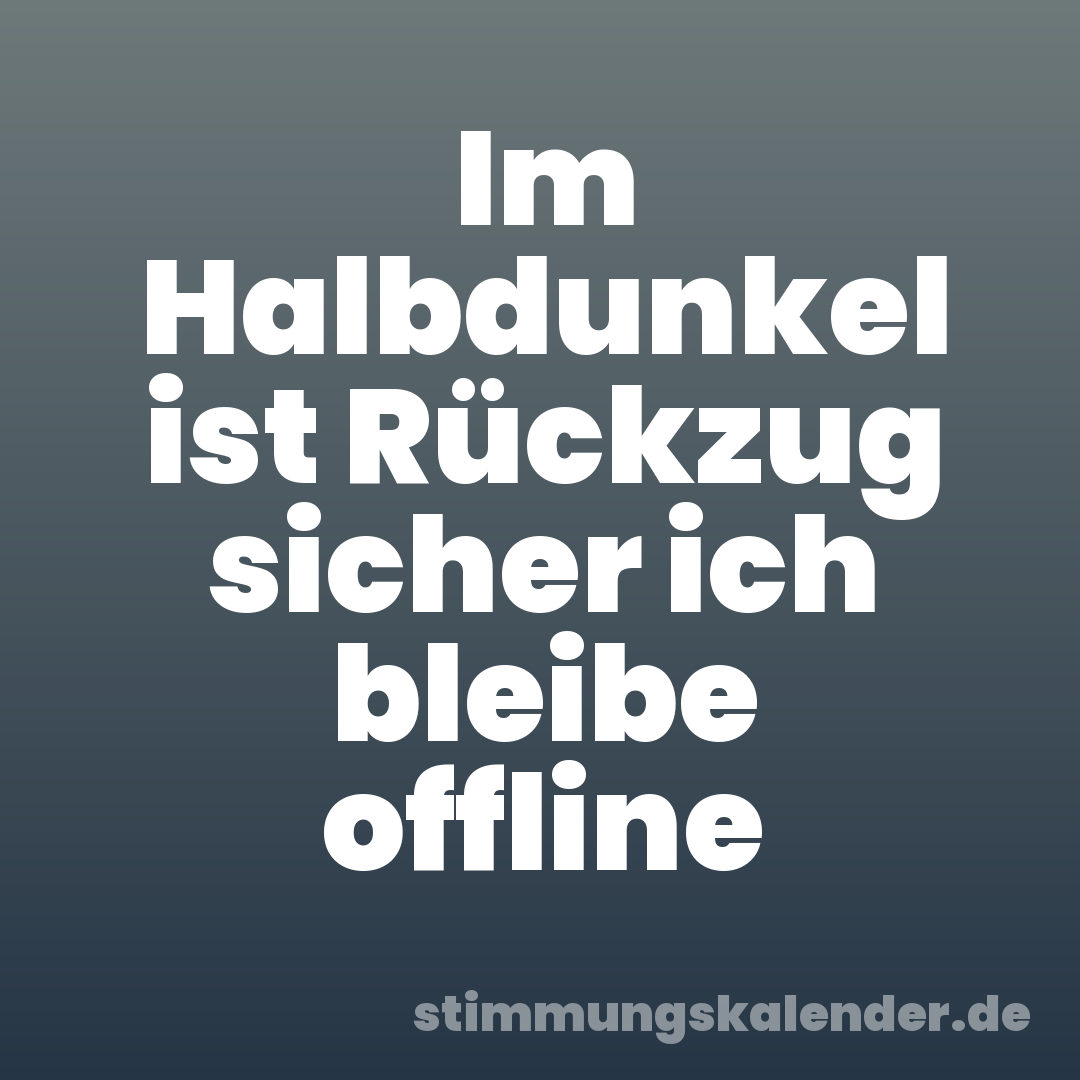Im Halbdunkel ist Rückzug sicher ich bleibe offline
