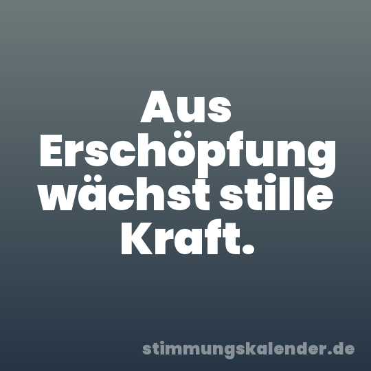 Aus Erschöpfung wächst stille Kraft.