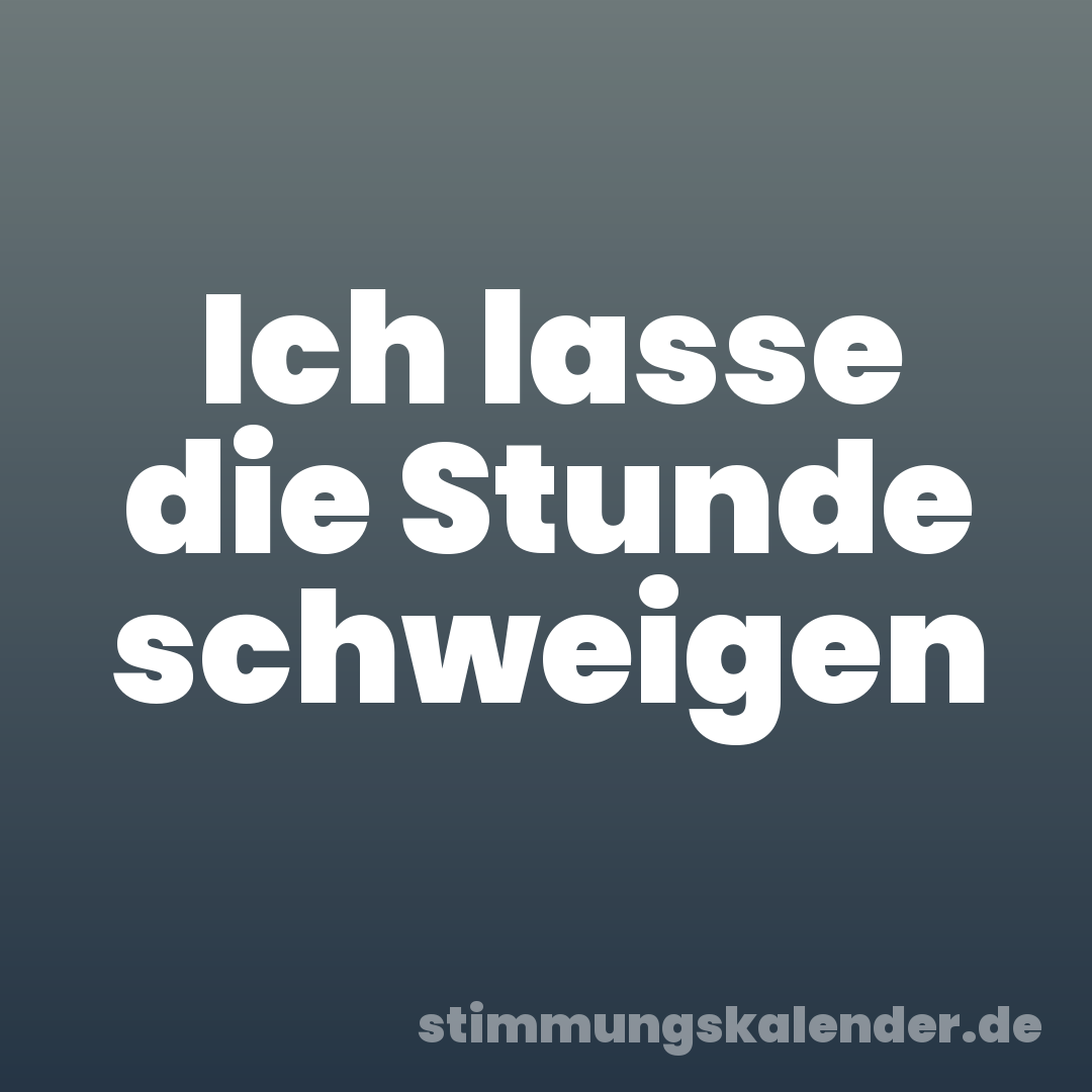 Ich lasse die Stunde schweigen