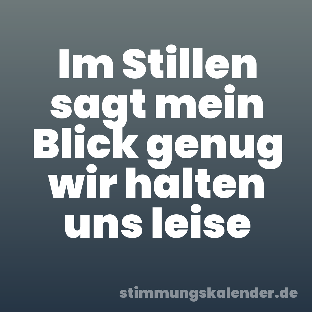Im Stillen sagt mein Blick genug wir halten uns leise