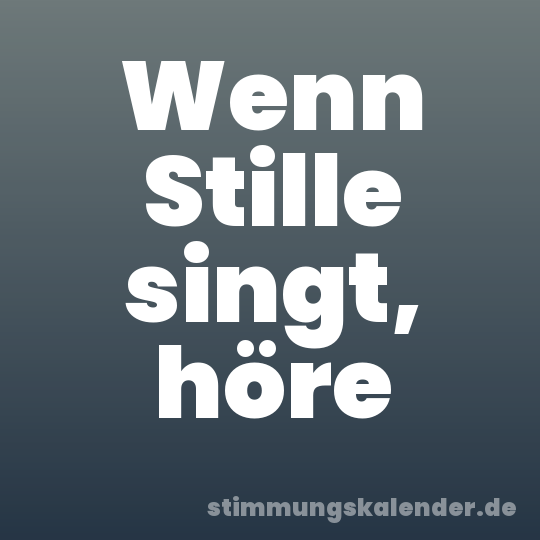 Wenn Stille singt, höre