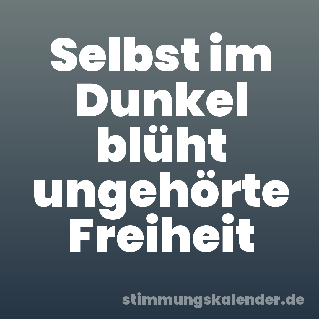Selbst im Dunkel blüht ungehörte Freiheit