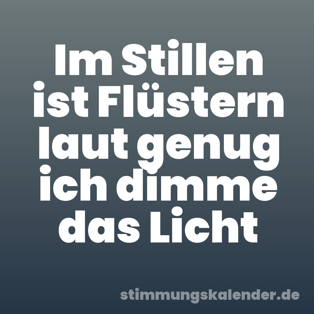 Im Stillen ist Flüstern laut genug ich dimme das Licht
